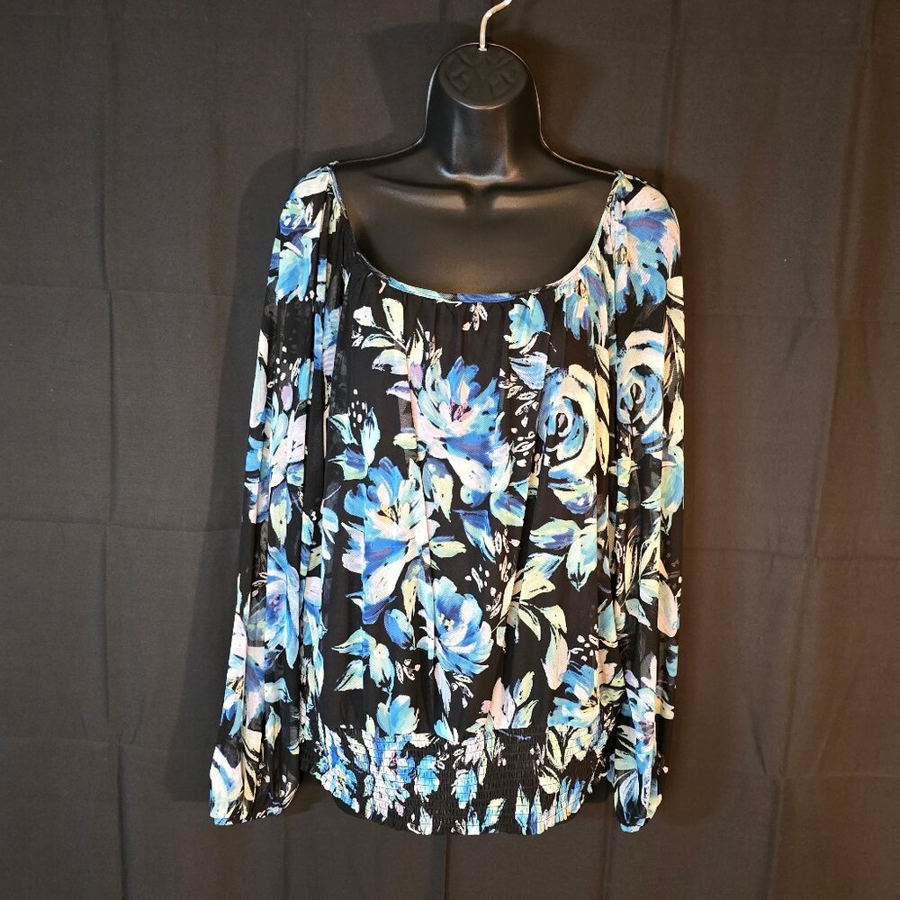 Black Blouse With Light Blue Flowers